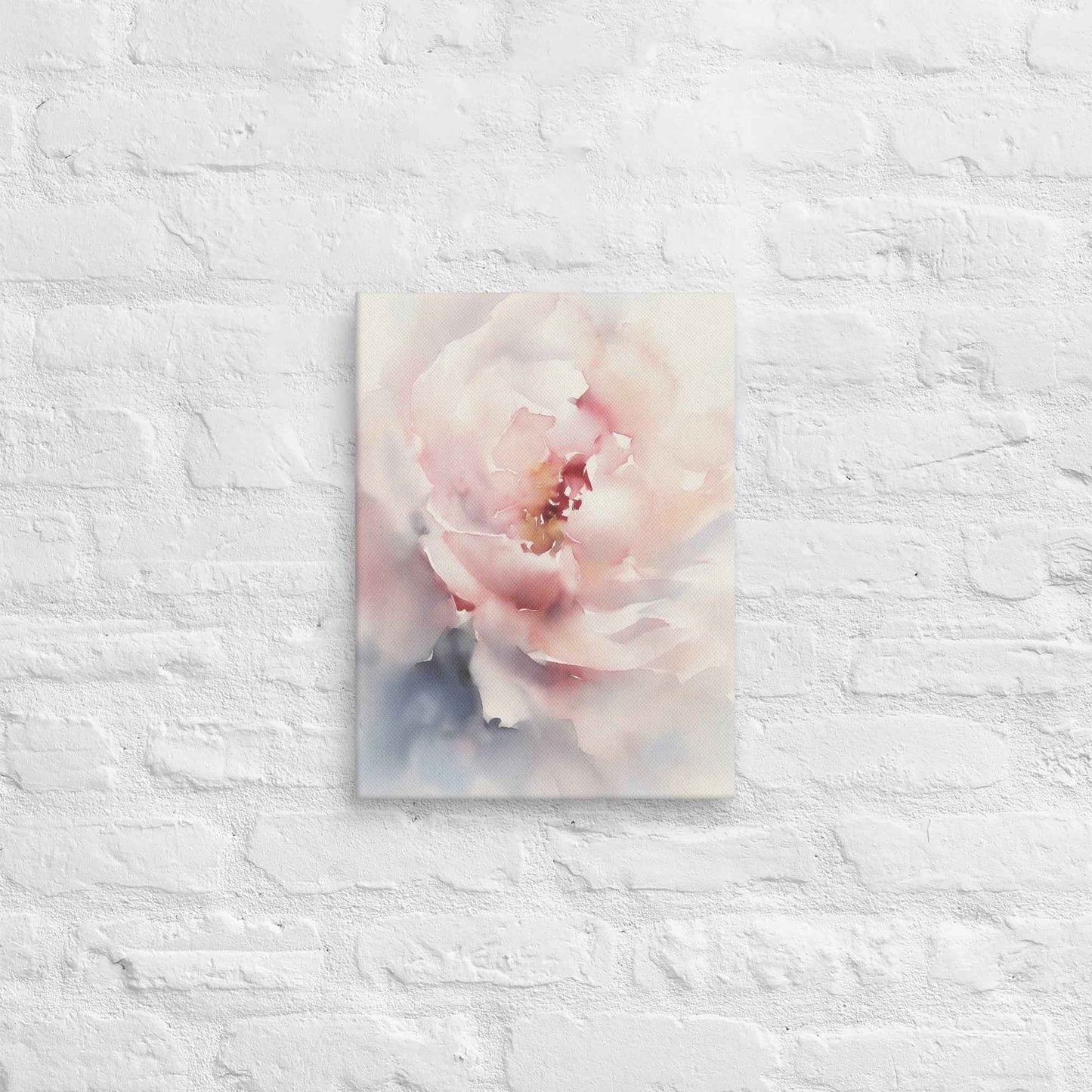 Graceful Stillness Floral Digital Watercolor Artwork Pink Peony Print Canvas Wall Art