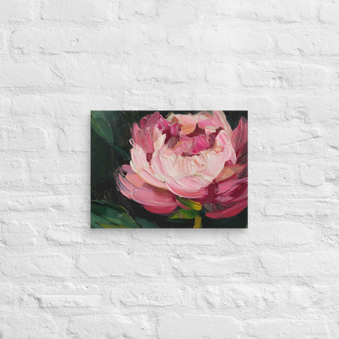 Midnight Magenta Digital Artwork Oil Painting Pink Peony Print Canvas Wall Art