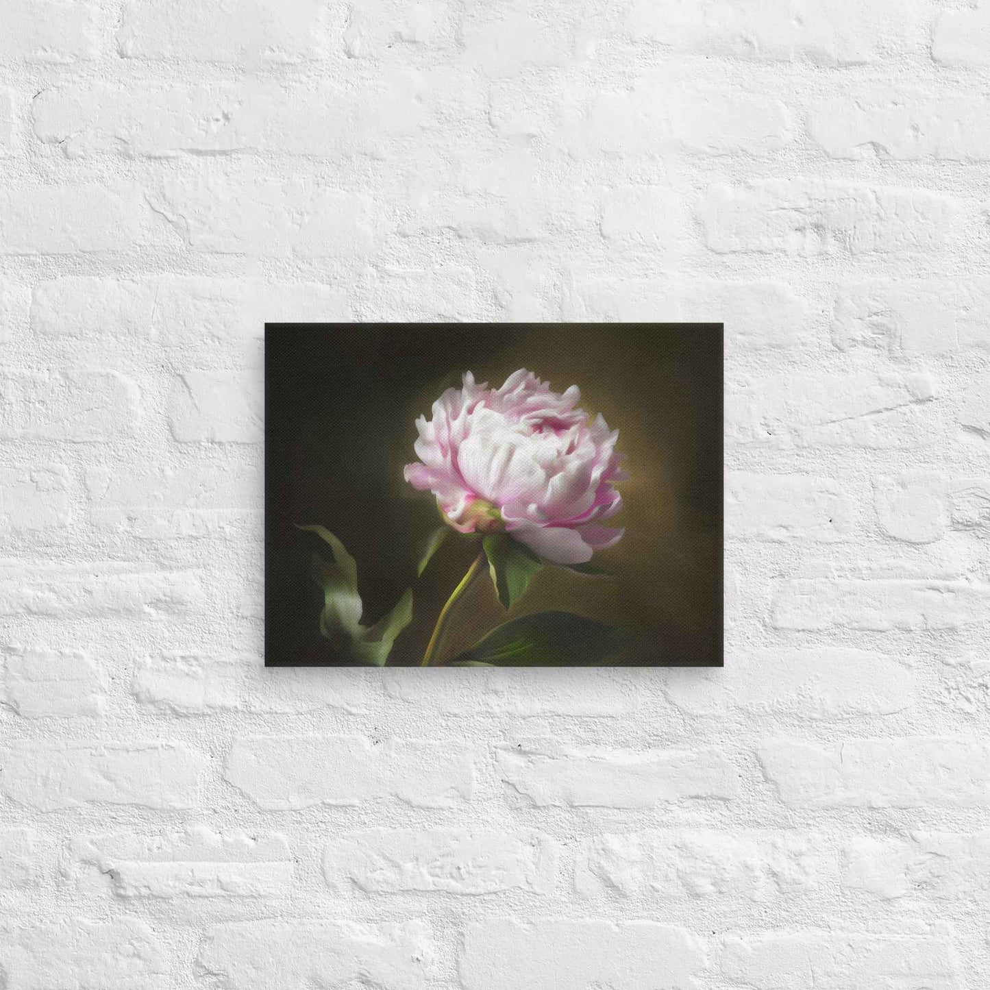 Midnight Radiance Floral Digital Artwork Peony Painting Canvas Wall Art Print