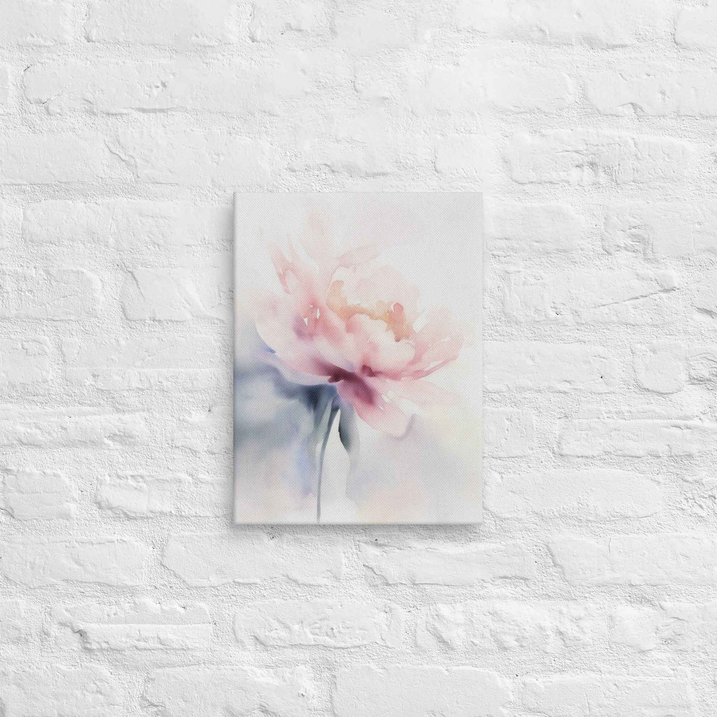 Quiet Grace Floral Digital Watercolor Painting Blush Peony Art Canvas Print