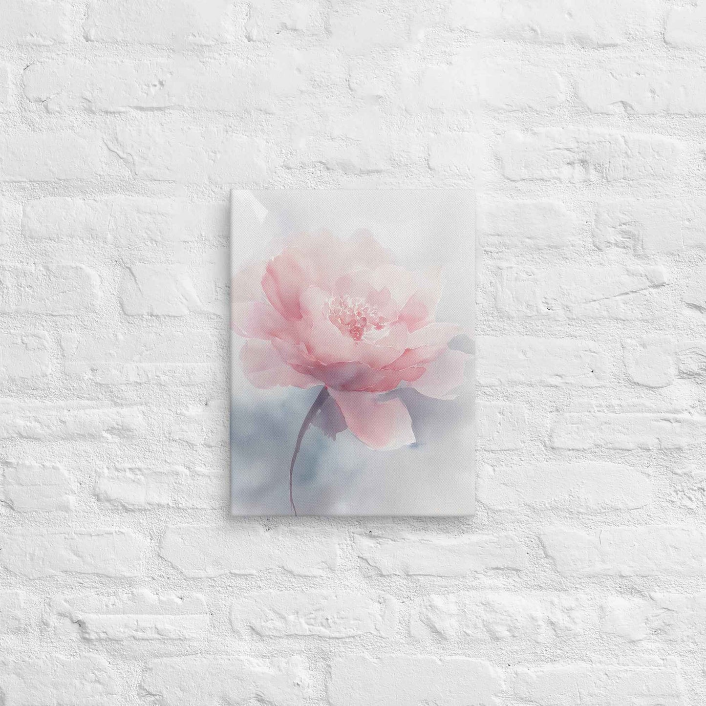 Soft Reflections Floral Digital Watercolor Painting Blush Peony Artwork Canvas Wall Art Print