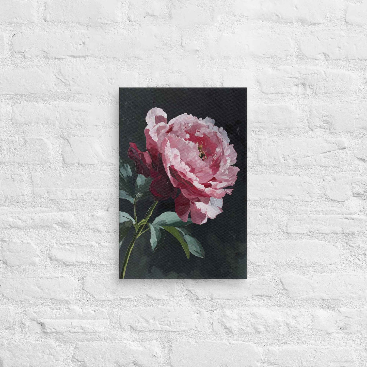 Peony Wall Art: A Soft Illumination Floral Nature Digital Artwork Canvas Wall Art Print