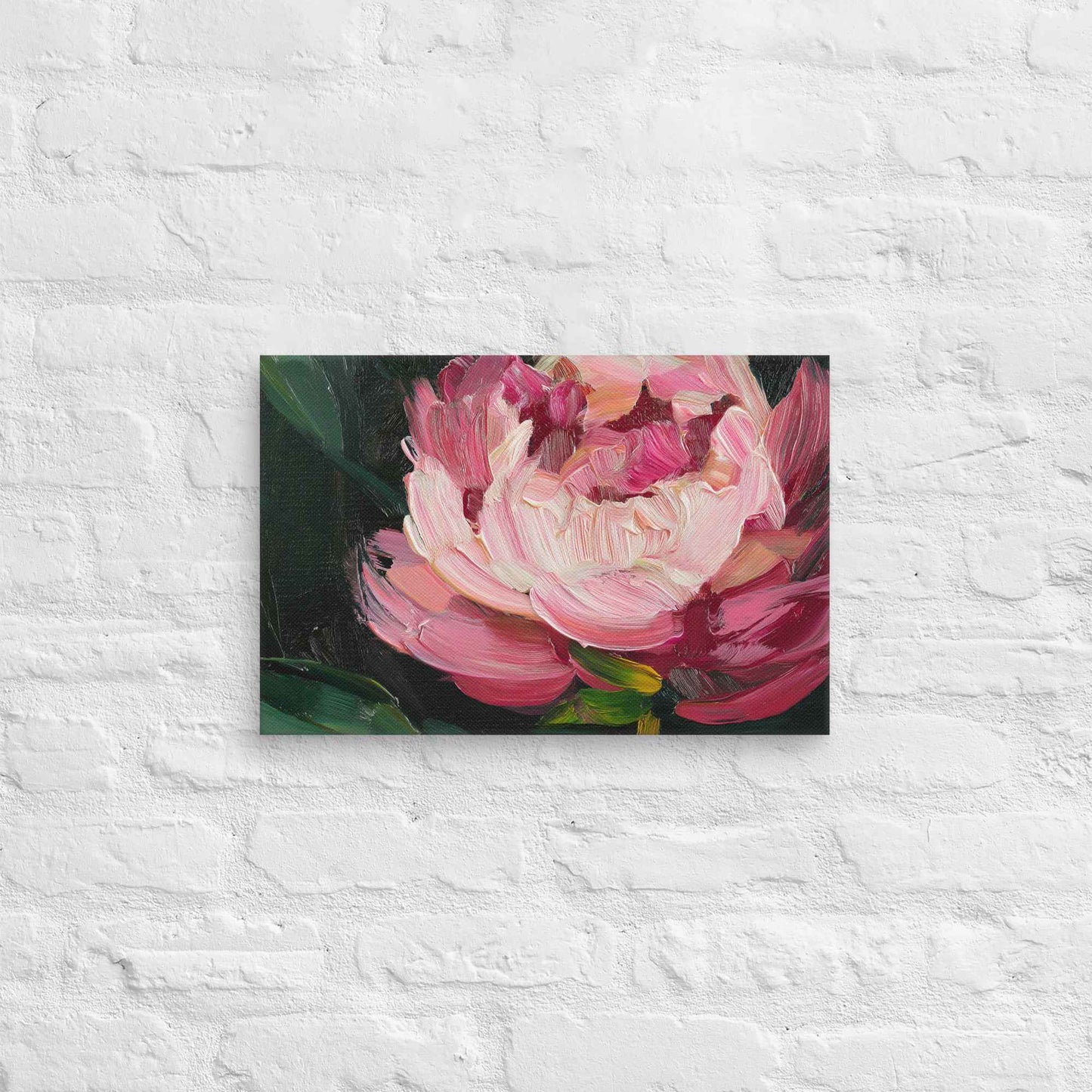 Midnight Magenta Digital Artwork Oil Painting Pink Peony Print Canvas Wall Art