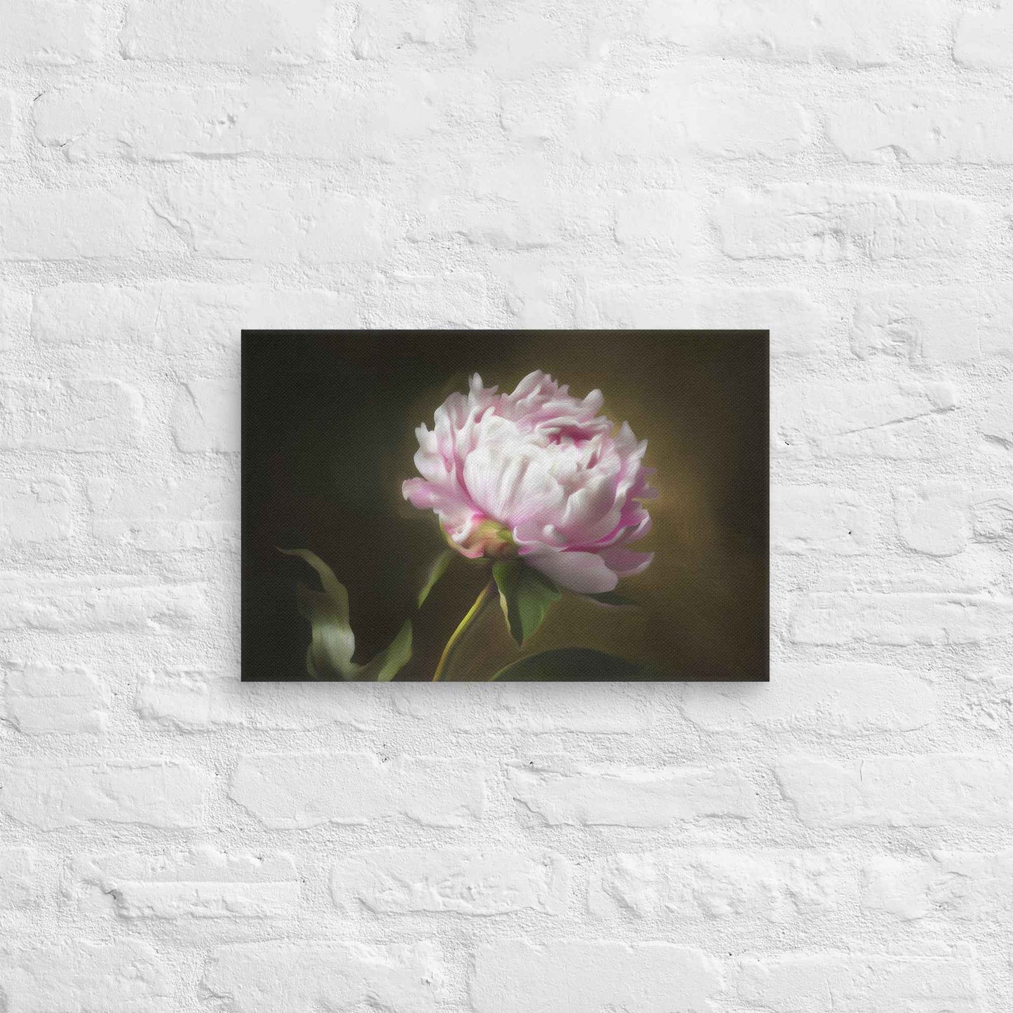 Midnight Radiance Floral Digital Artwork Peony Painting Canvas Wall Art Print