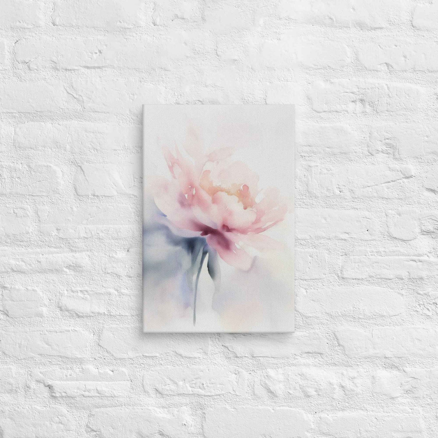 Quiet Grace Floral Digital Watercolor Painting Blush Peony Art Canvas Print
