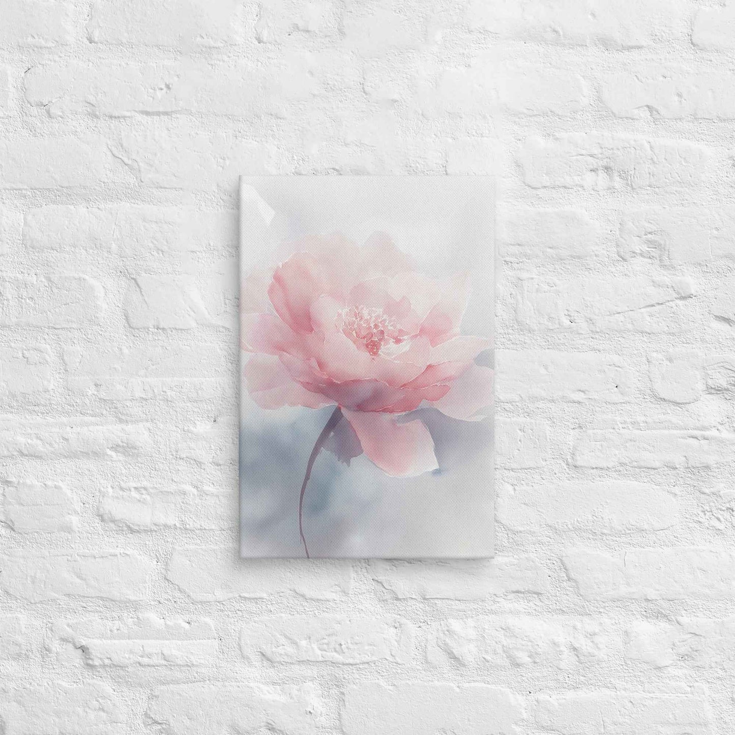 Soft Reflections Floral Digital Watercolor Painting Blush Peony Artwork Canvas Wall Art Print