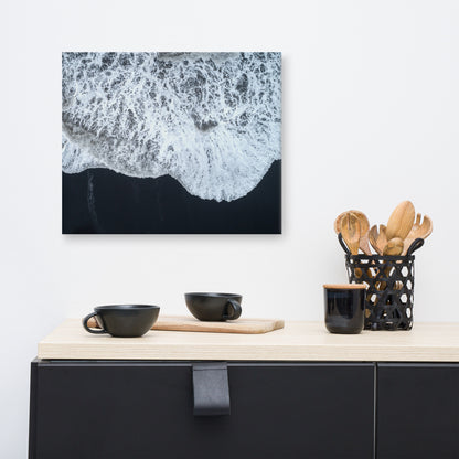 White Waters and Black Sand Coastal Landscape Photograph Canvas Wall Art Prints
