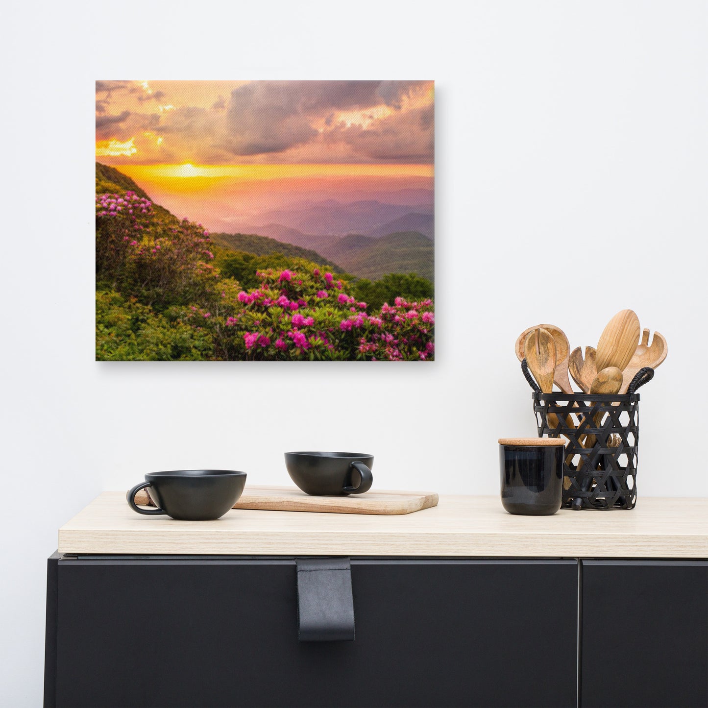 Master Bedroom Wall Art Above Bed: Close of the Day - Appalachian Mountains Sunset - Floral / Botanical / Rustic Landscape Photograph Asheville North Carolina Blue Ridge Parkway