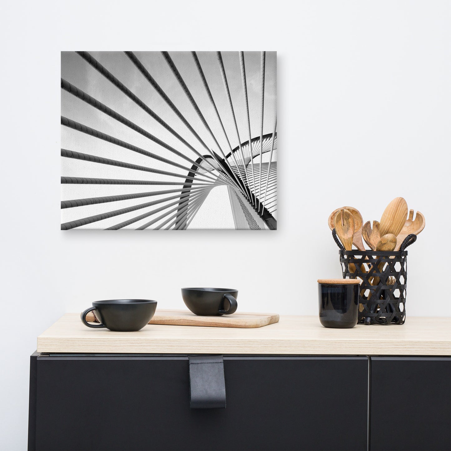 Convergence Black and White Architectural Photograph Canvas Wall Art Print