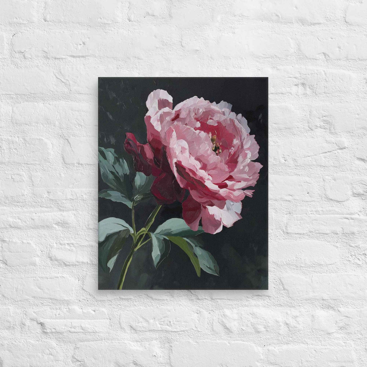 Peony Wall Art: A Soft Illumination Floral Nature Digital Artwork Canvas Wall Art Print