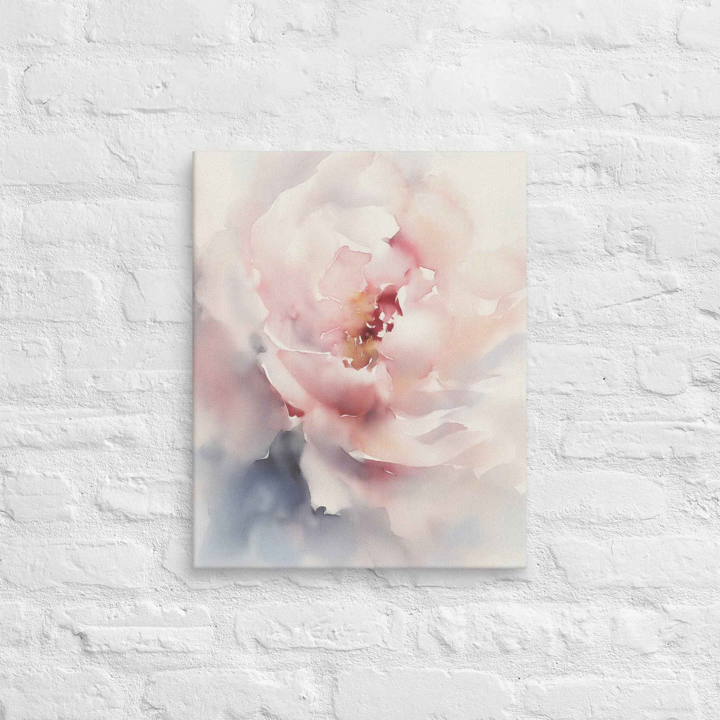 Graceful Stillness Floral Digital Watercolor Artwork Pink Peony Print Canvas Wall Art