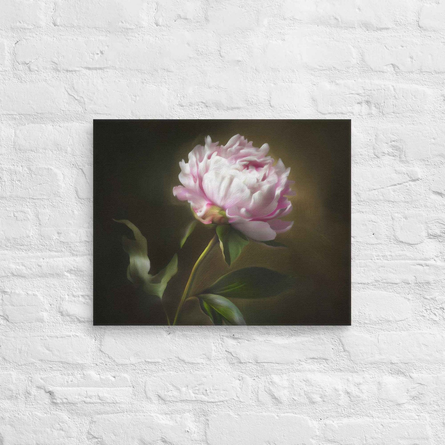 Midnight Radiance Floral Digital Artwork Peony Painting Canvas Wall Art Print
