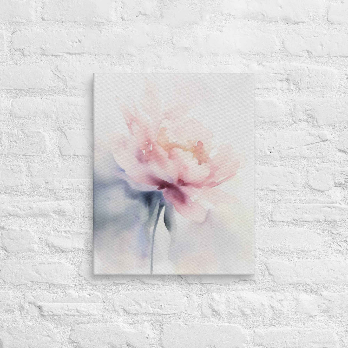 Quiet Grace Floral Digital Watercolor Painting Blush Peony Art Canvas Print