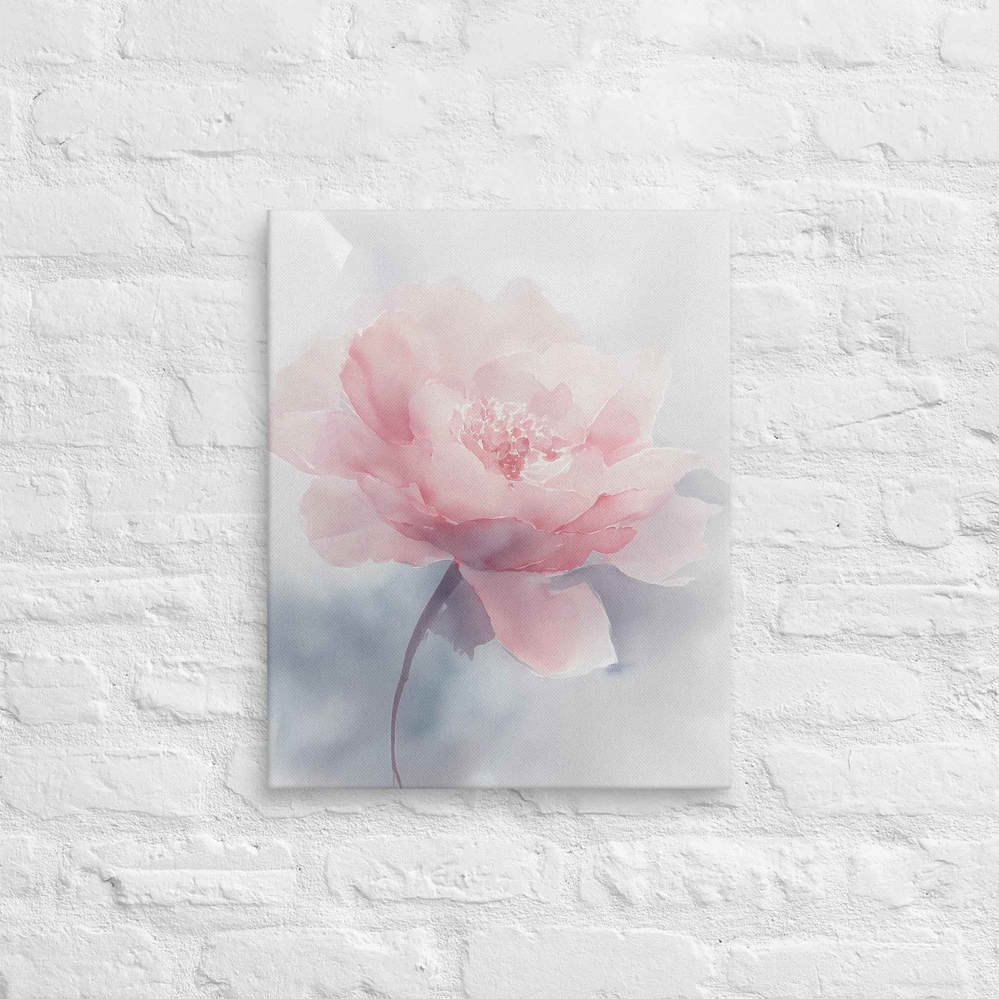 Soft Reflections Floral Digital Watercolor Painting Blush Peony Artwork Canvas Wall Art Print