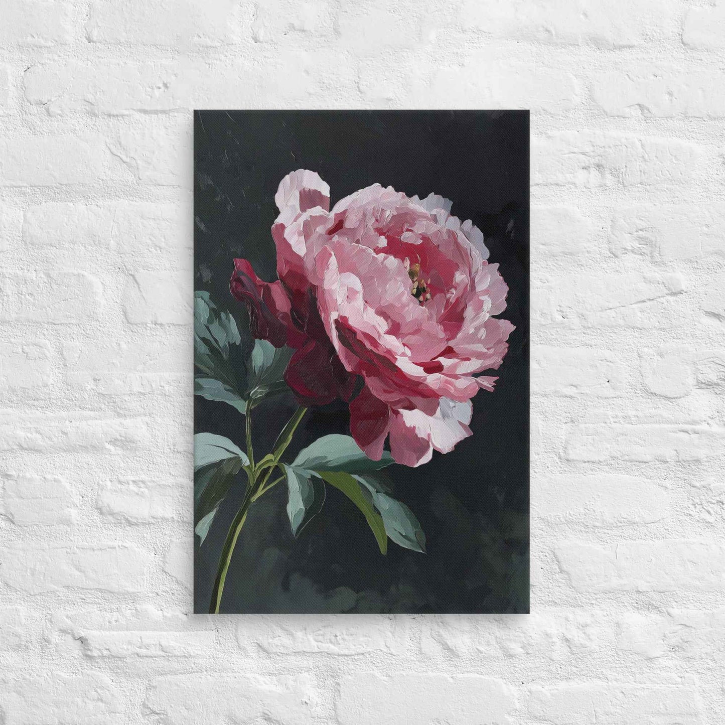 Peony Wall Art: A Soft Illumination Floral Nature Digital Artwork Canvas Wall Art Print