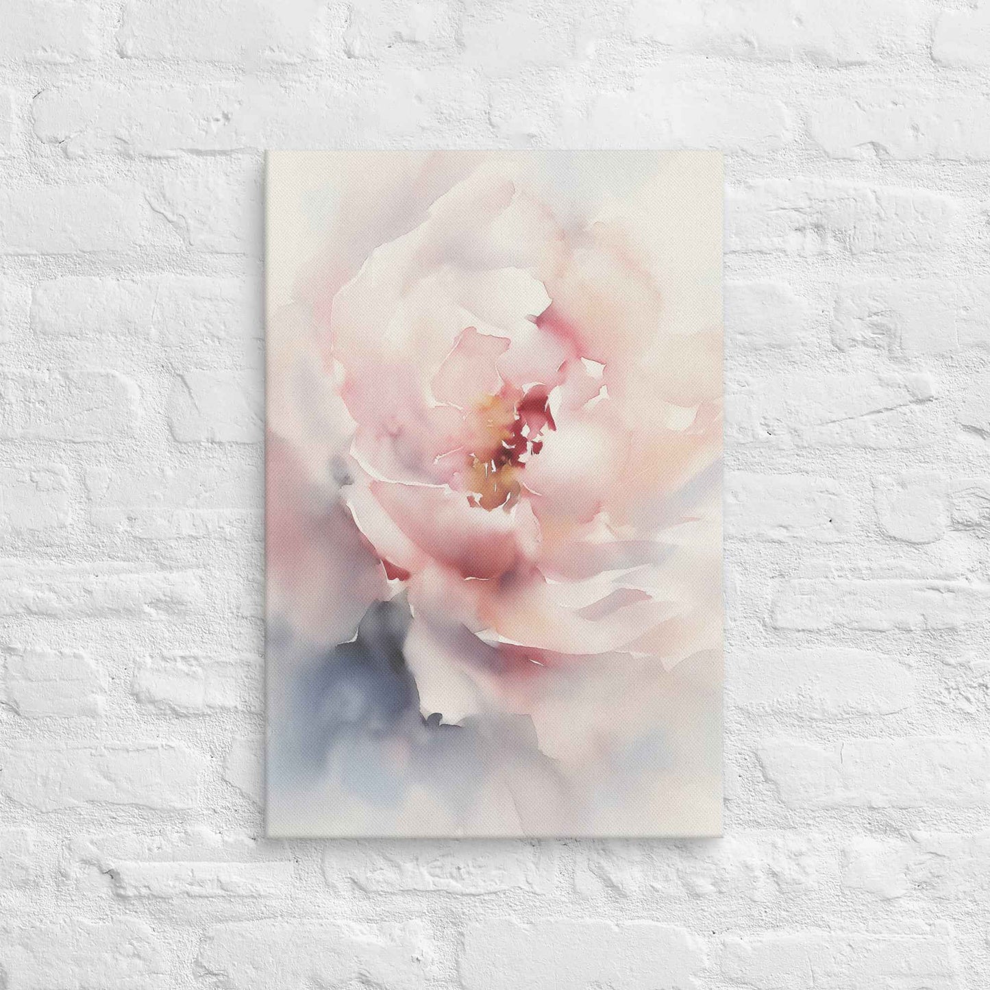 Graceful Stillness Floral Digital Watercolor Artwork Pink Peony Print Canvas Wall Art