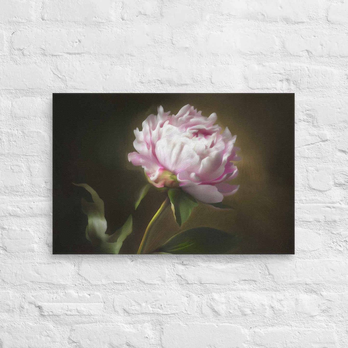 Midnight Radiance Floral Digital Artwork Peony Painting Canvas Wall Art Print