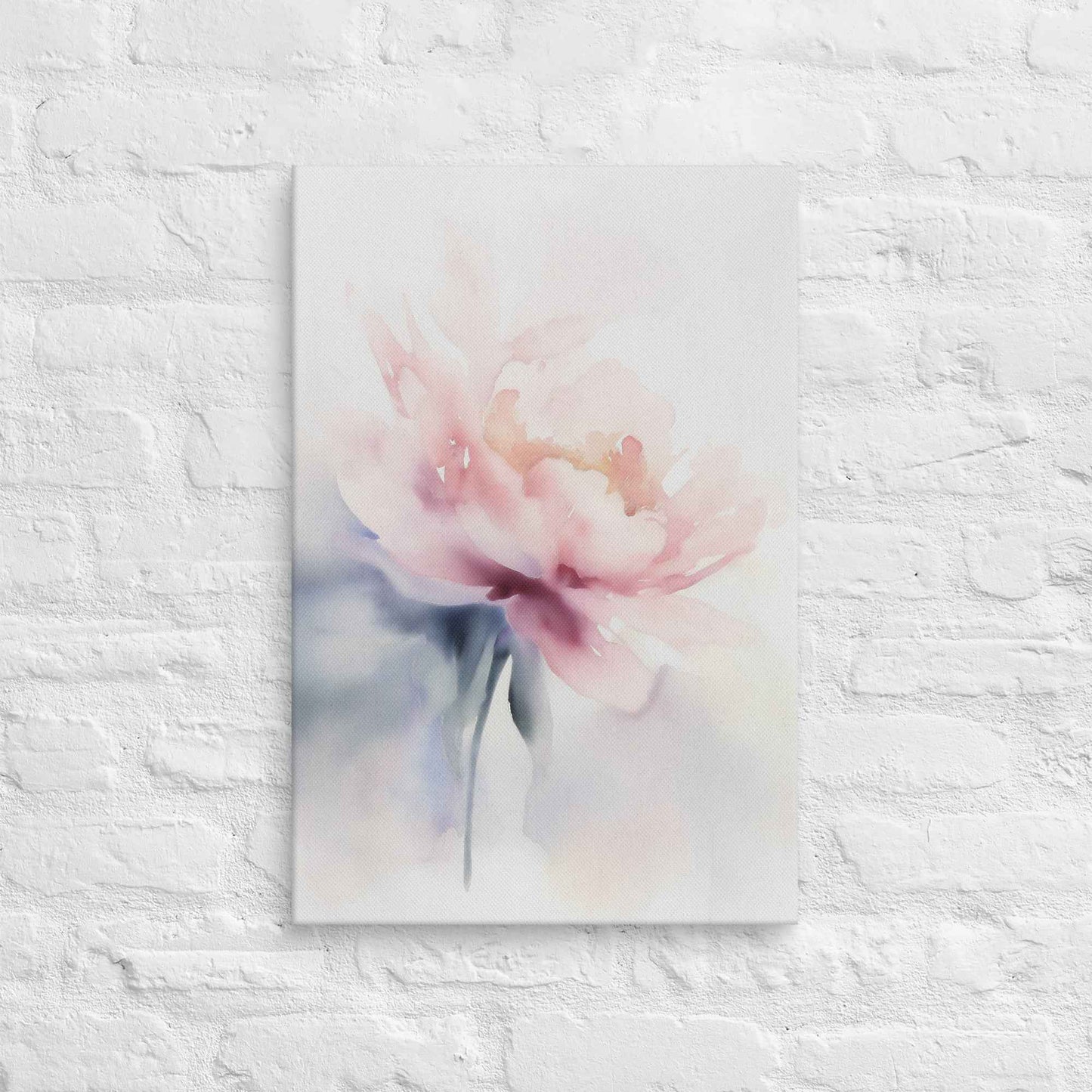 Quiet Grace Floral Digital Watercolor Painting Blush Peony Art Canvas Print