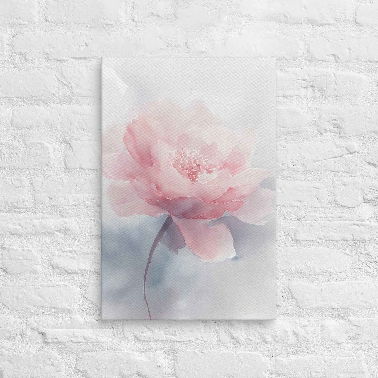 Soft Reflections Floral Digital Watercolor Painting Blush Peony Artwork Canvas Wall Art Print