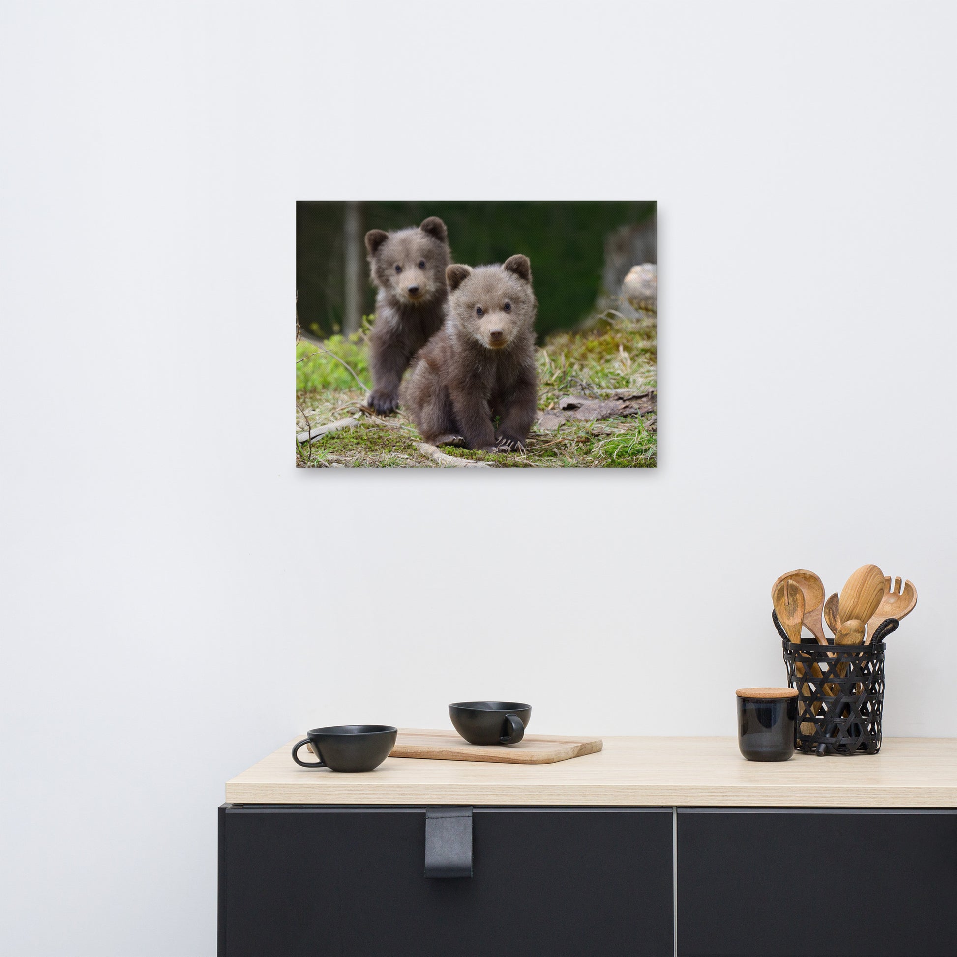 Simple Nursery Wall Art: Adorable Cubs In The Trees - Wildlife / Animal / Nature Photograph Canvas Wall Art Print - Artwork