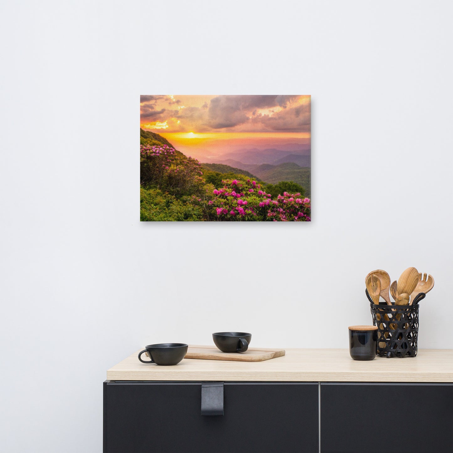 Master Bedroom Wall Decor Above Bed: Close of the Day - Appalachian Mountains Sunset - Floral / Botanical / Rustic Landscape Photograph Asheville North Carolina Blue Ridge Parkway
