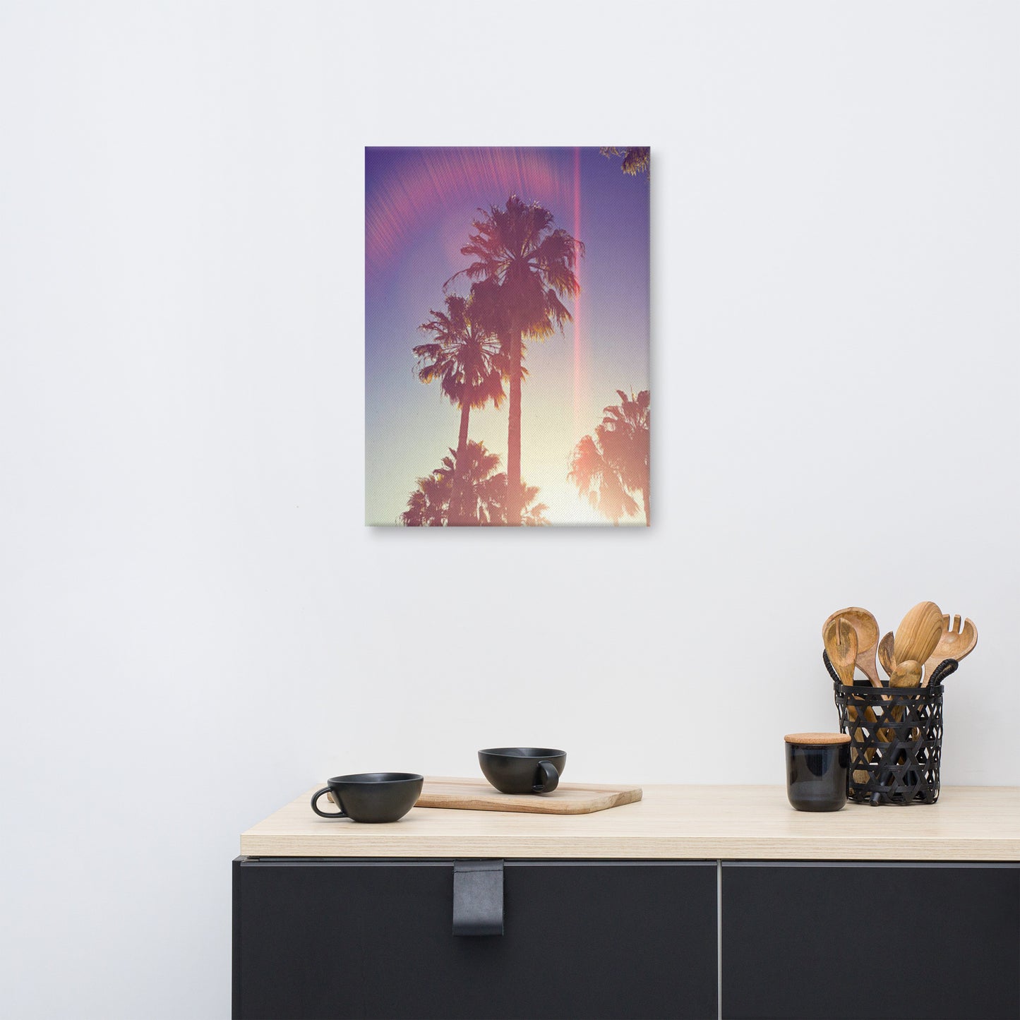 Retro Palm Trees Coastal Beach Botanical Nature Photograph Canvas Wall Art Print