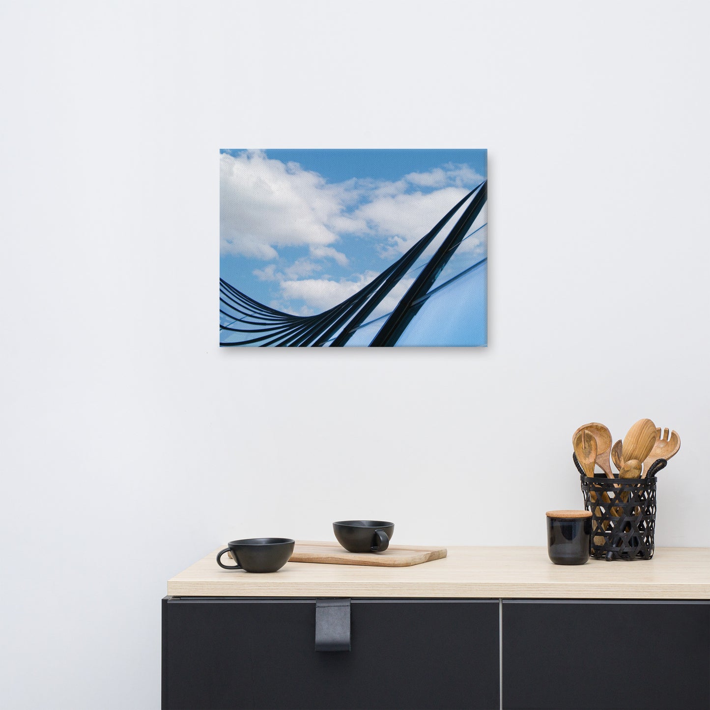 Glass and Azure Architectural Photograph Canvas Wall Art Print