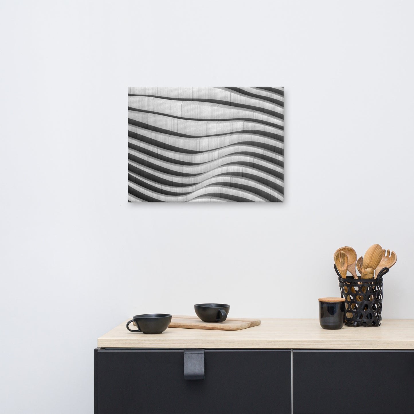 Oceanic Dance Black and White Architectural Photograph Canvas Wall Art Print
