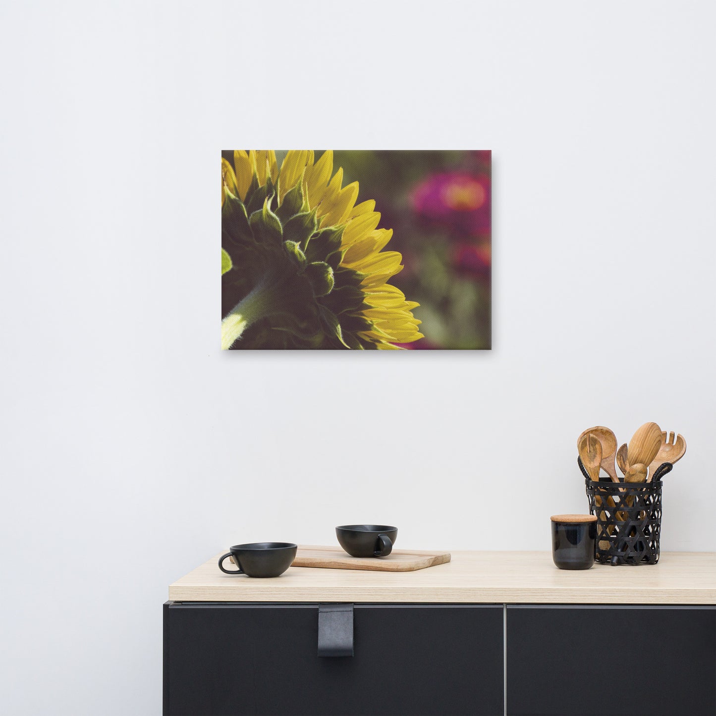 Dramatic Backside of Sunflower Floral Botanical Nature Photo Canvas Wall Art Prints