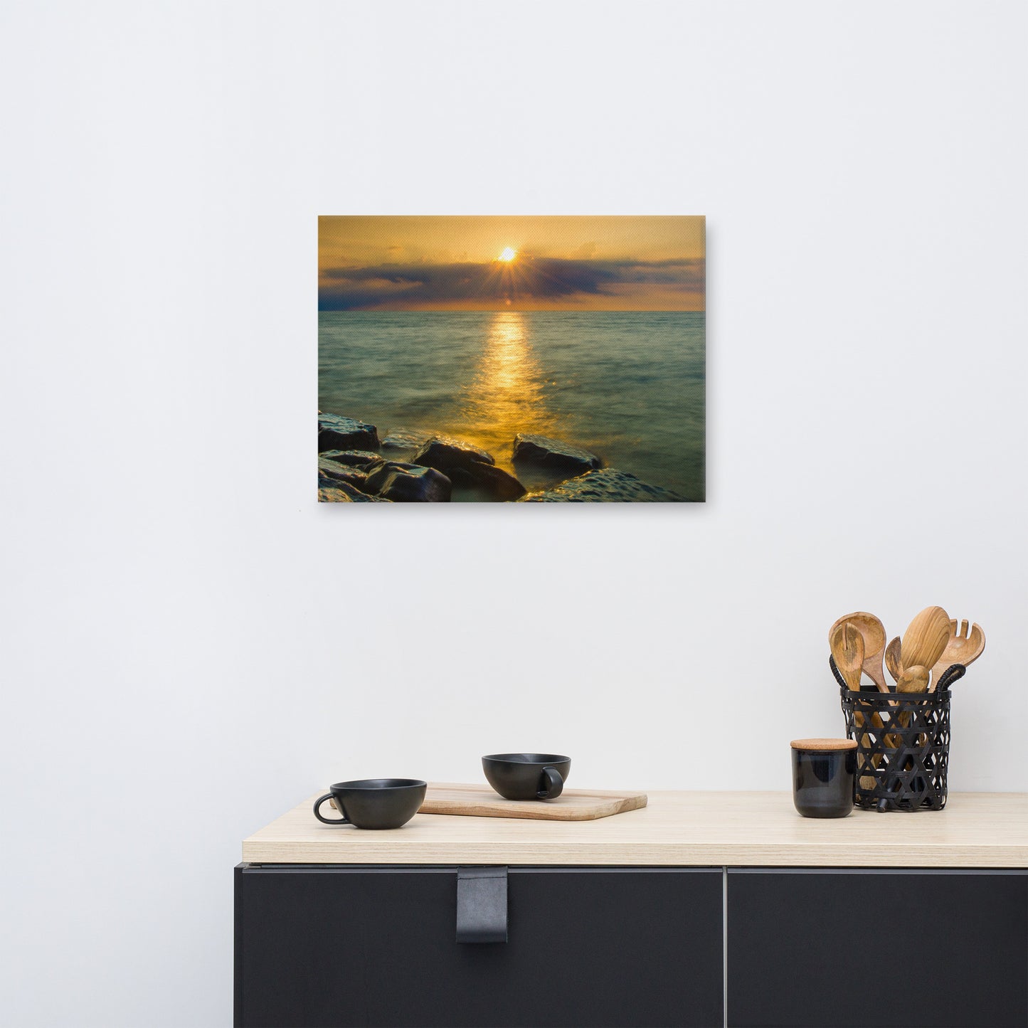 Sun Ray on the Water Coastal Landscape Canvas Wall Art Prints