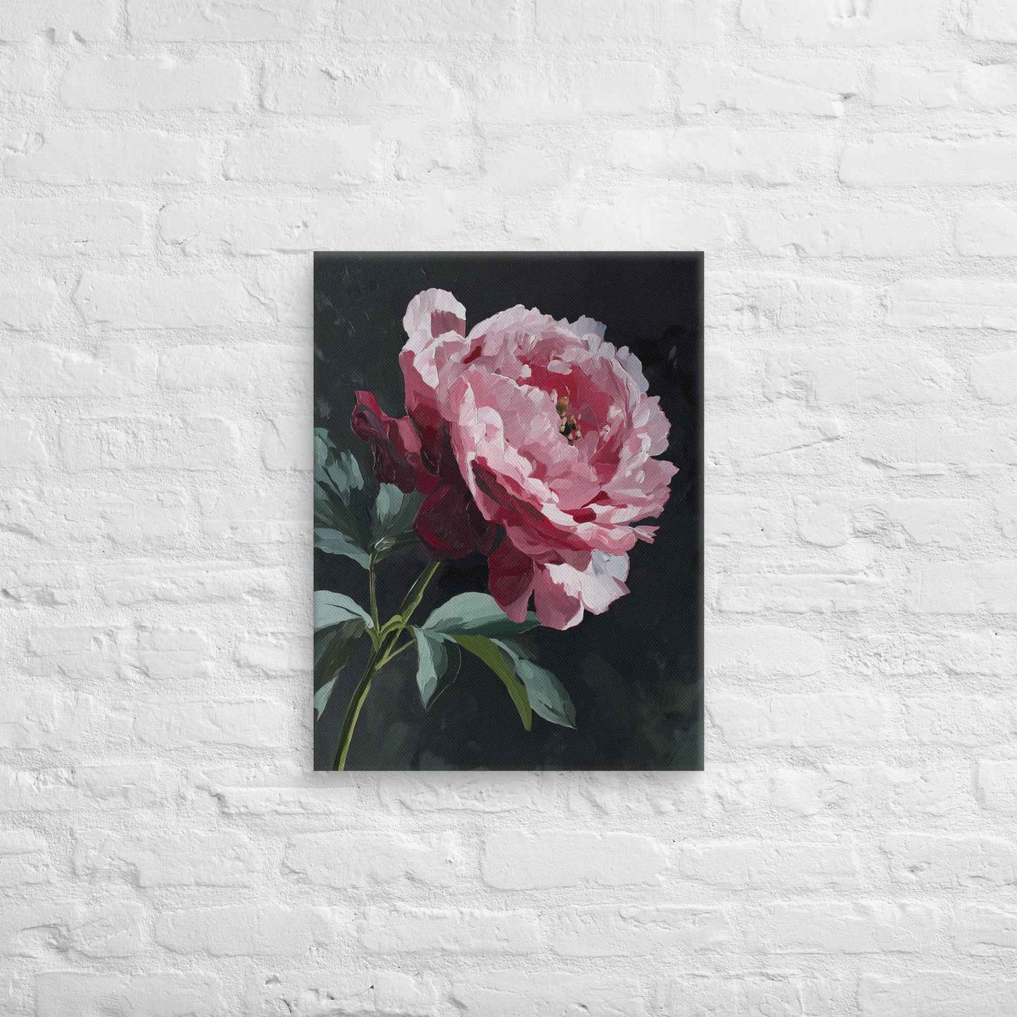 Peony Wall Art: A Soft Illumination Floral Nature Digital Artwork Canvas Wall Art Print
