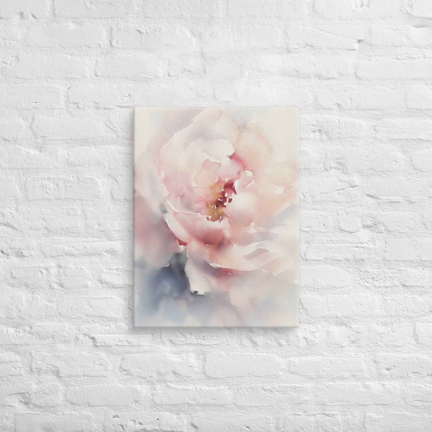 Graceful Stillness Floral Digital Watercolor Artwork Pink Peony Print Canvas Wall Art