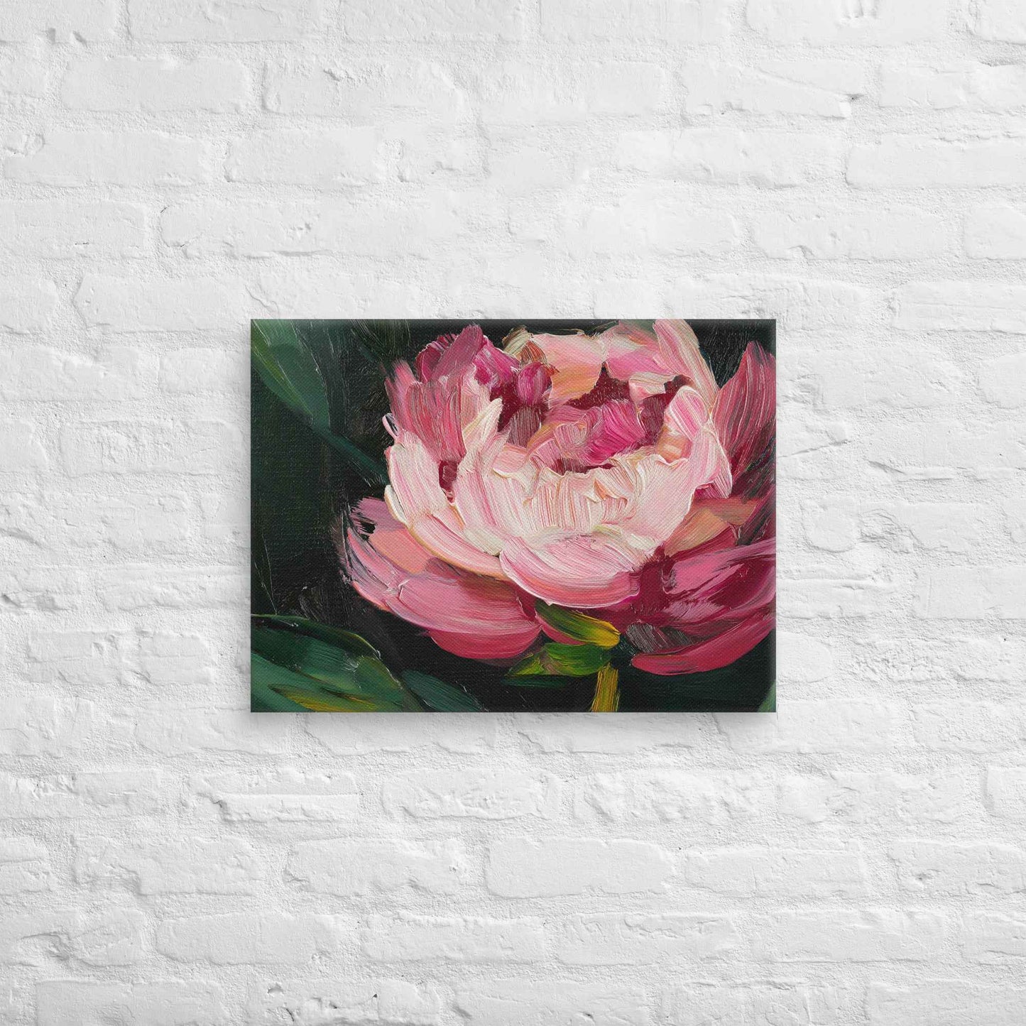 Midnight Magenta Digital Artwork Oil Painting Pink Peony Print Canvas Wall Art