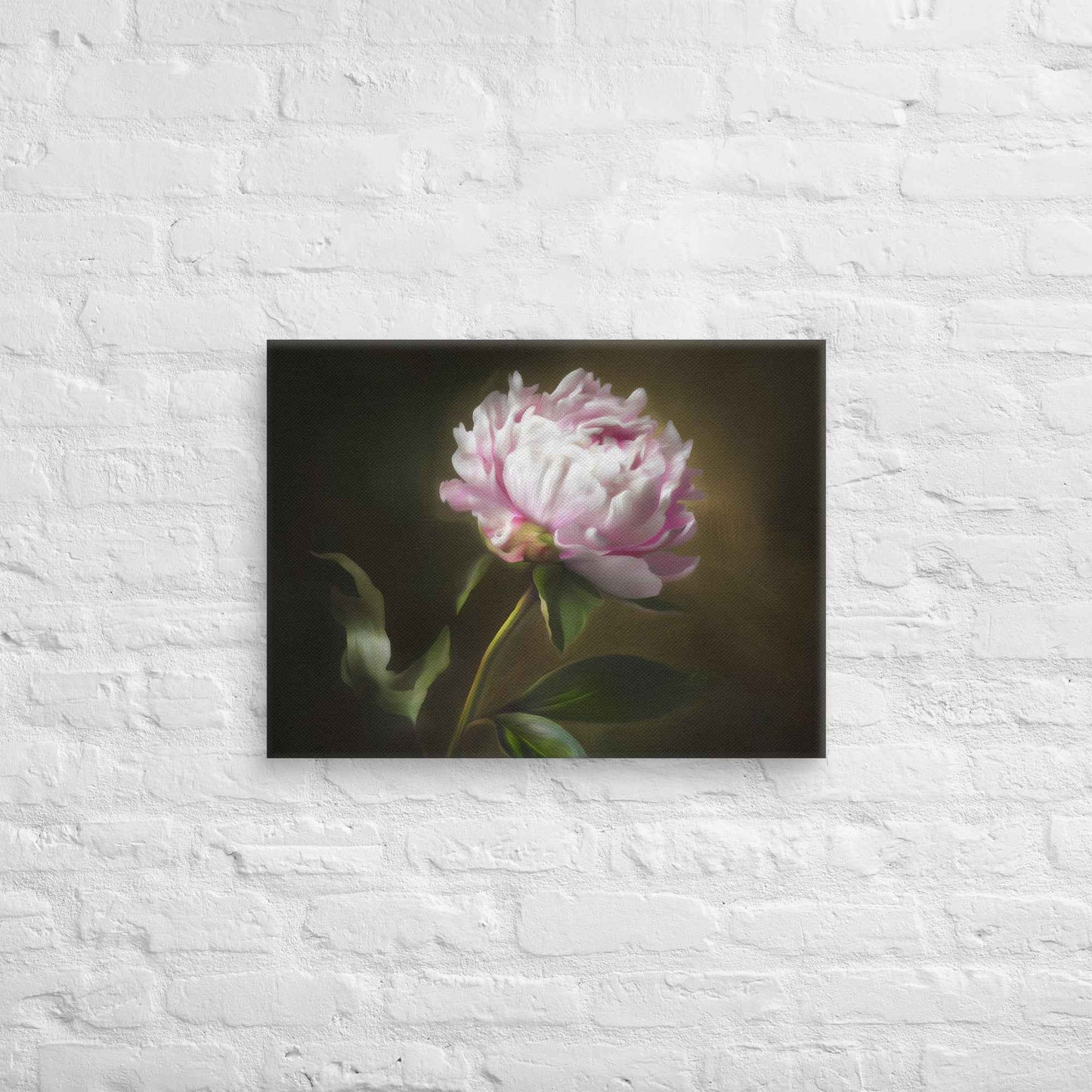Midnight Radiance Floral Digital Artwork Peony Painting Canvas Wall Art Print