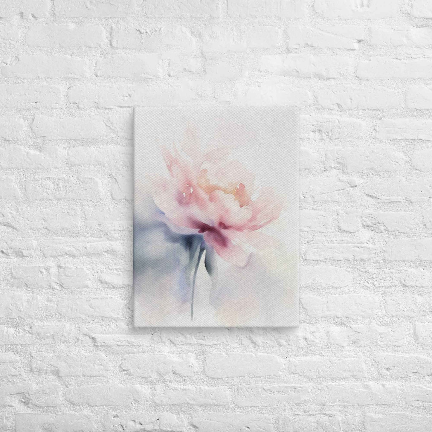 Quiet Grace Floral Digital Watercolor Painting Blush Peony Art Canvas Print