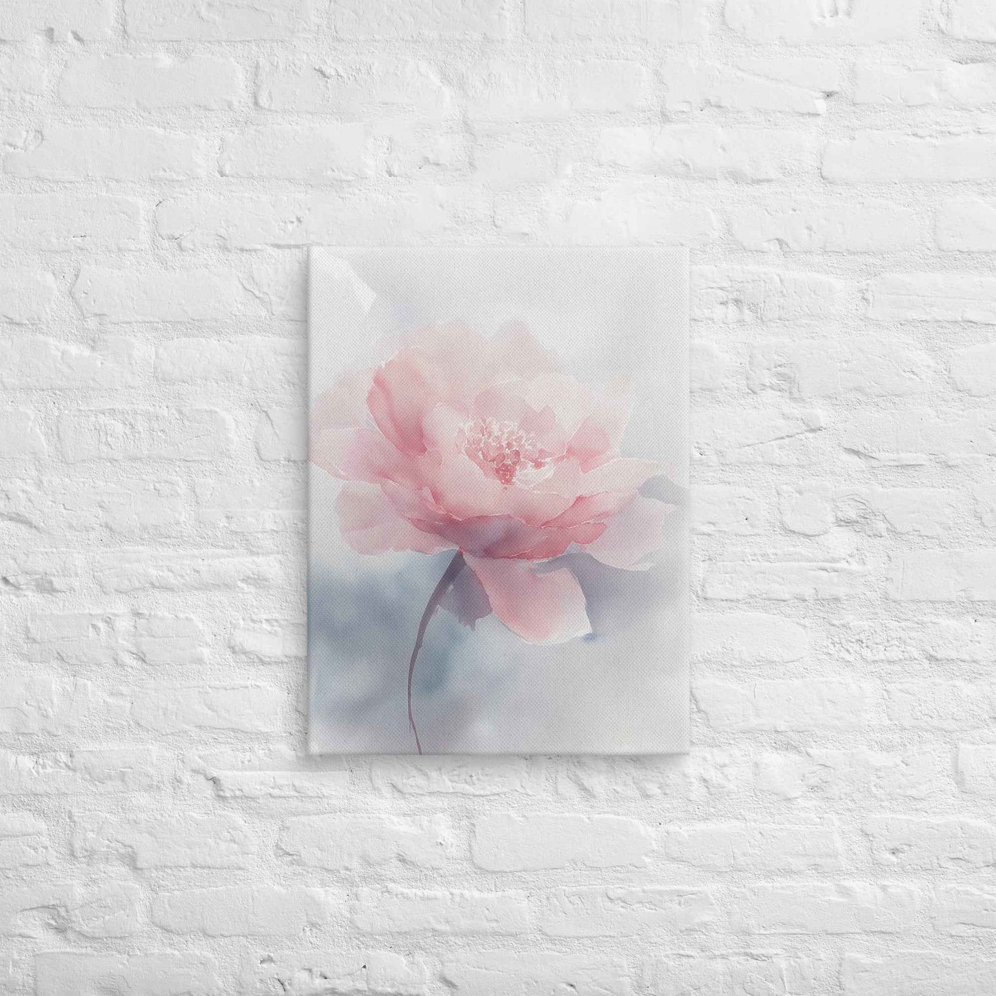 Soft Reflections Floral Digital Watercolor Painting Blush Peony Artwork Canvas Wall Art Print