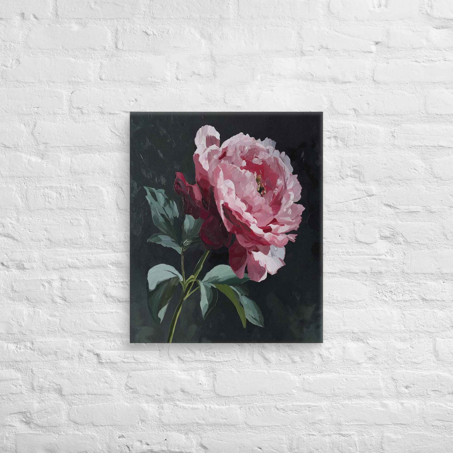 Peony Wall Art: A Soft Illumination Floral Nature Digital Artwork Canvas Wall Art Print