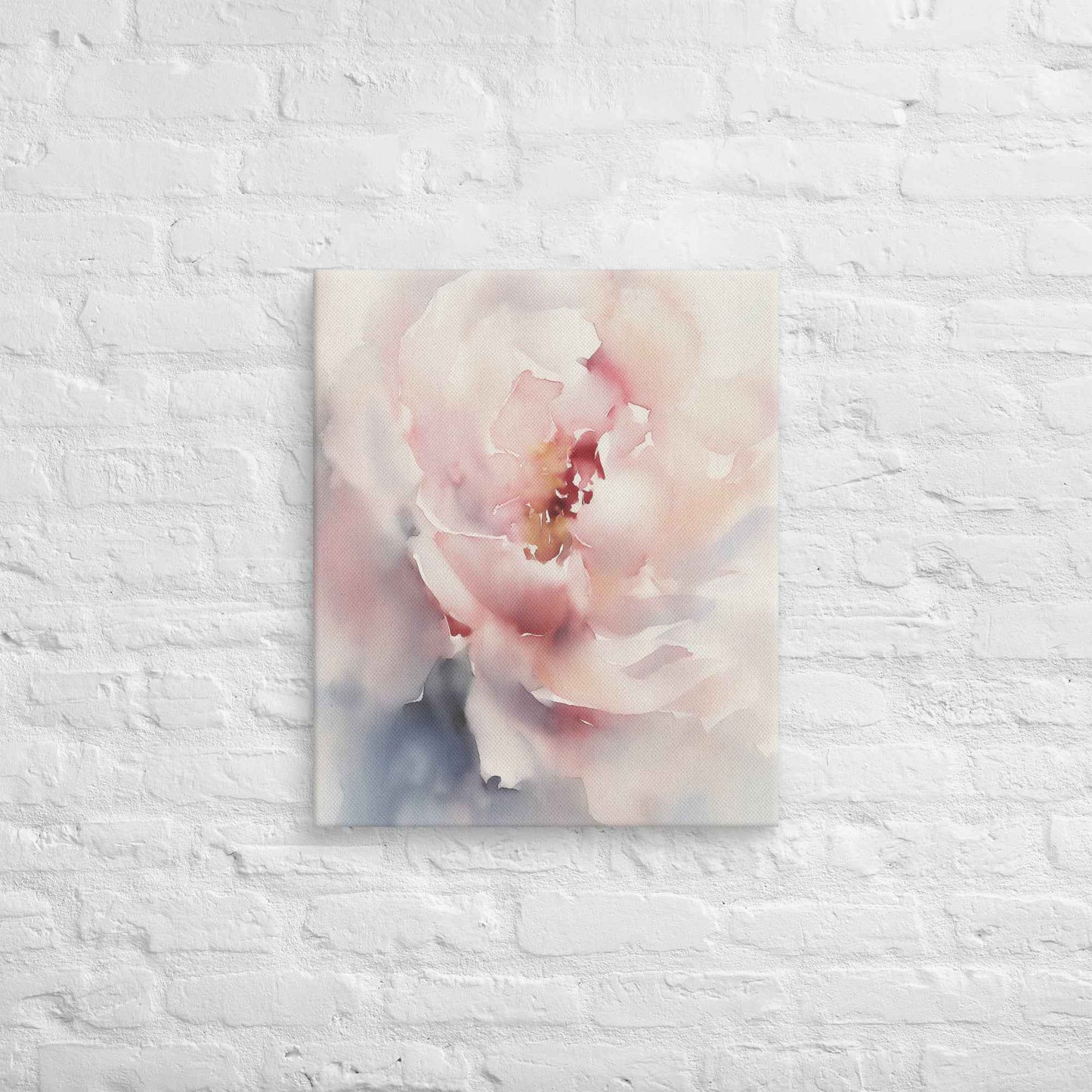 Graceful Stillness Floral Digital Watercolor Artwork Pink Peony Print Canvas Wall Art
