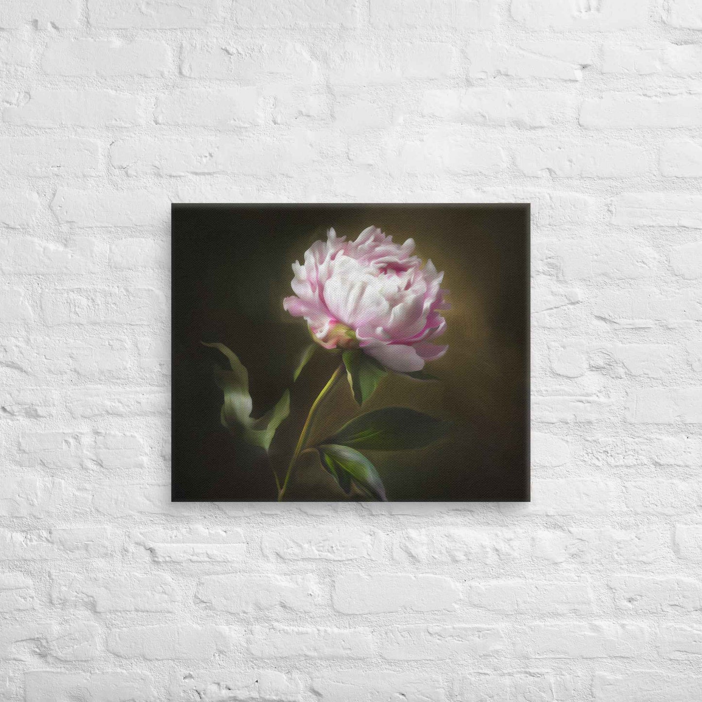 Midnight Radiance Floral Digital Artwork Peony Painting Canvas Wall Art Print