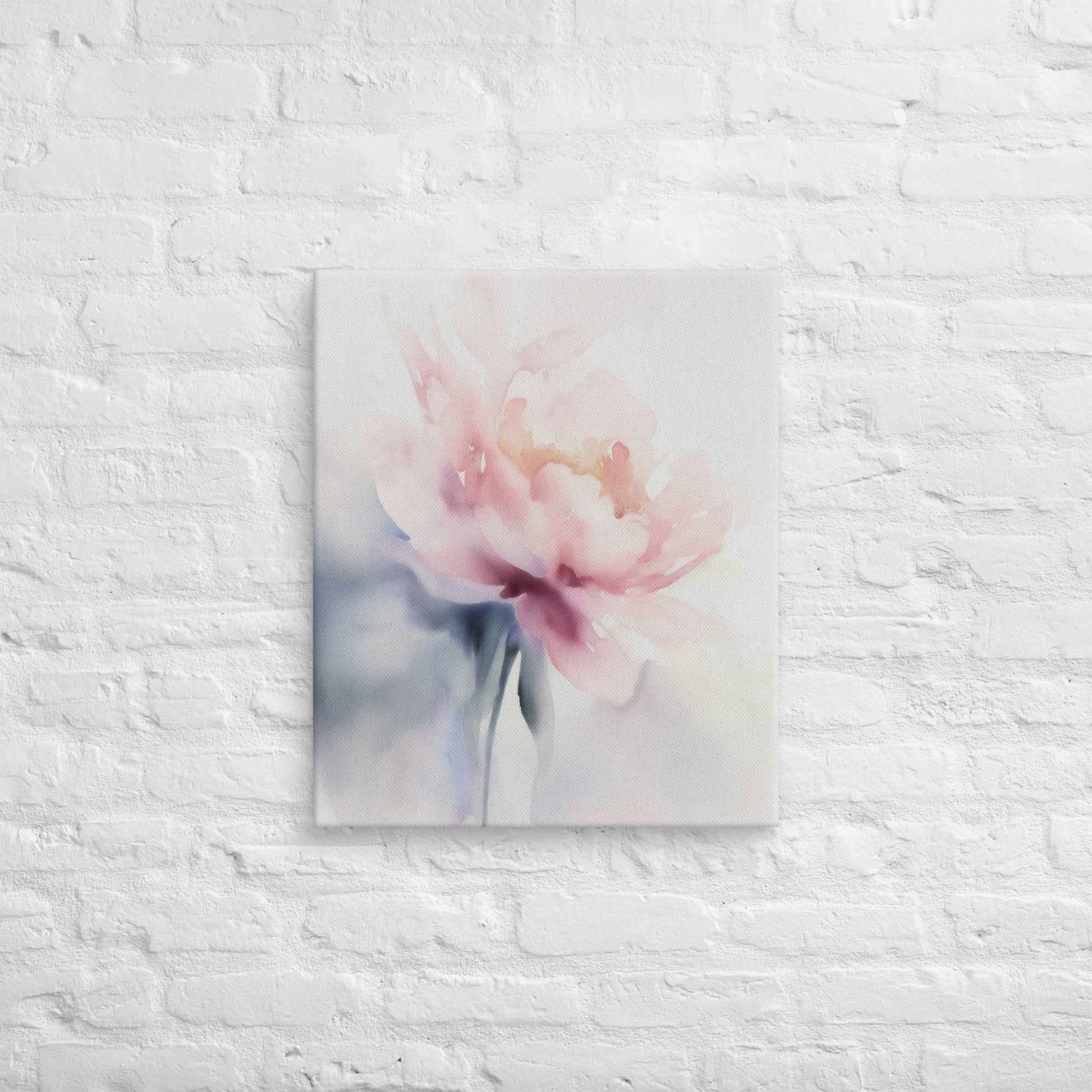 Quiet Grace Floral Digital Watercolor Painting Blush Peony Art Canvas Print
