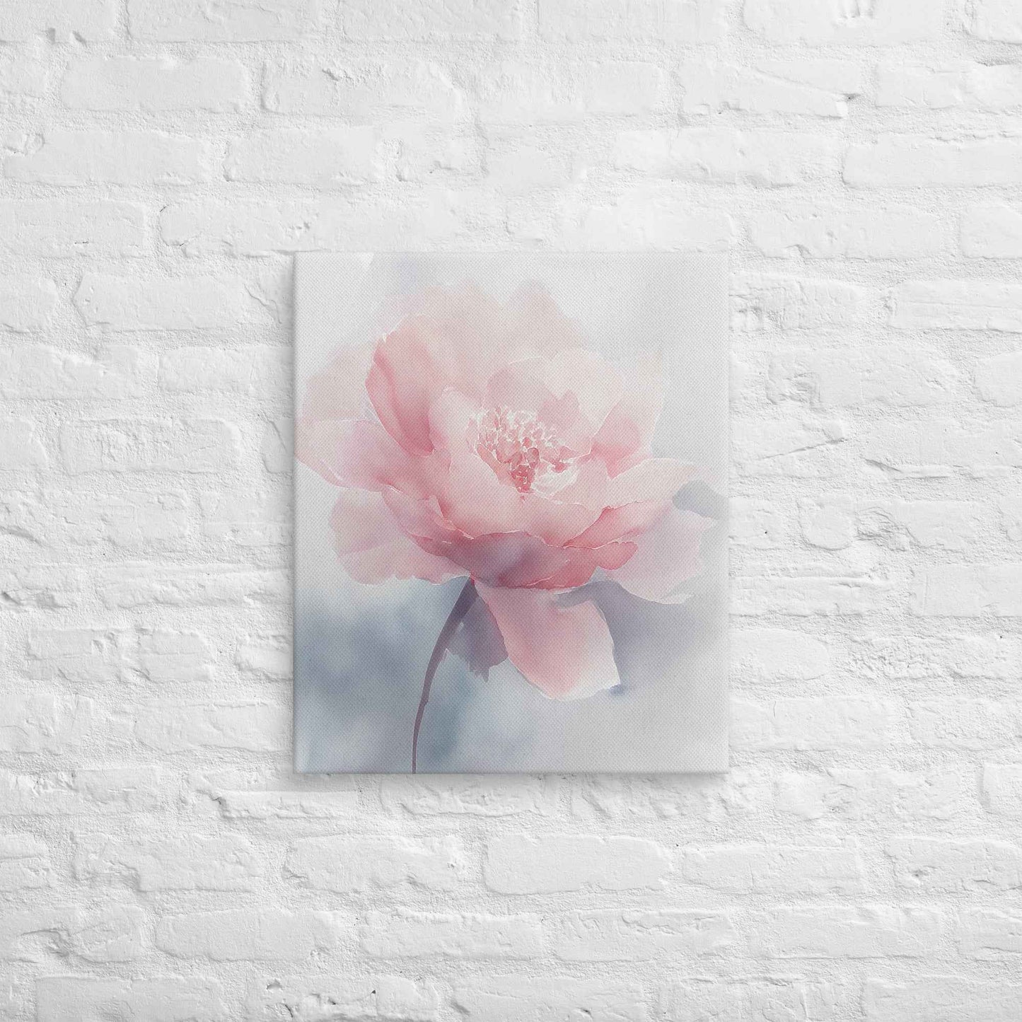 Soft Reflections Floral Digital Watercolor Painting Blush Peony Artwork Canvas Wall Art Print