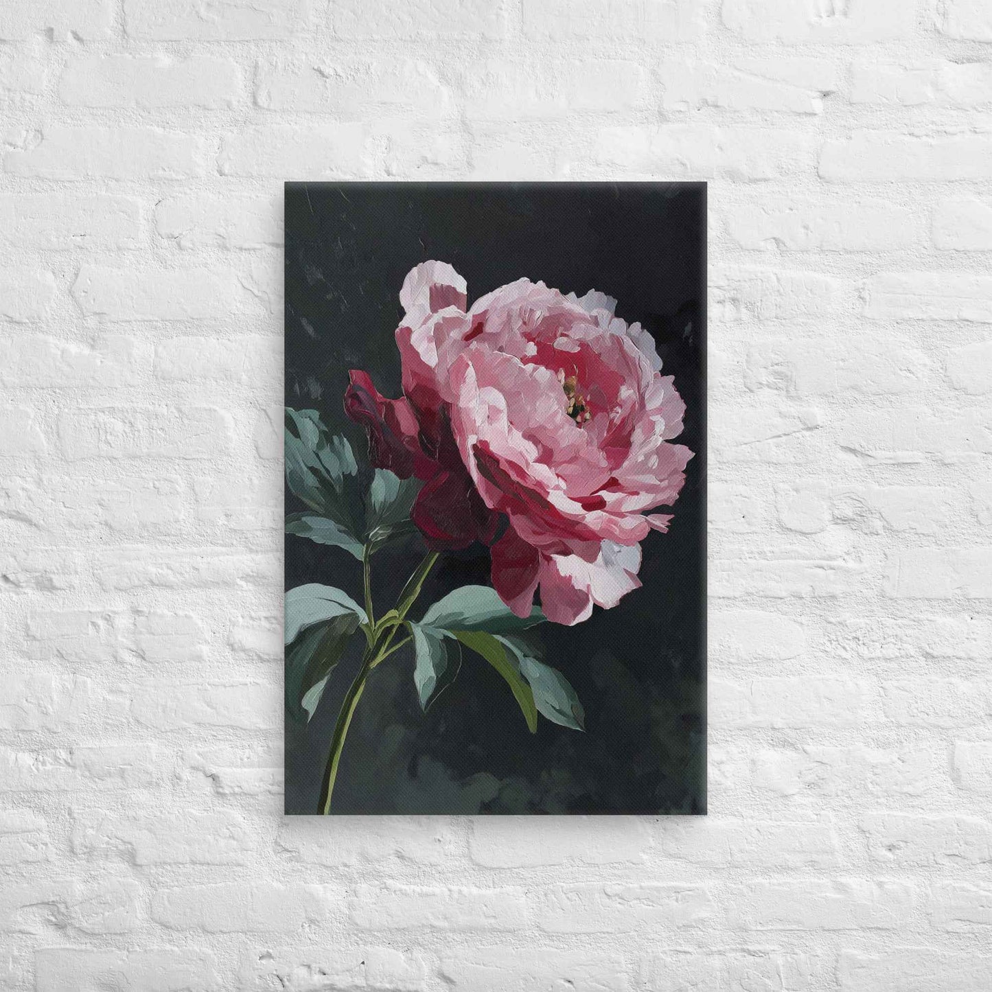 Peony Wall Art: A Soft Illumination Floral Nature Digital Artwork Canvas Wall Art Print