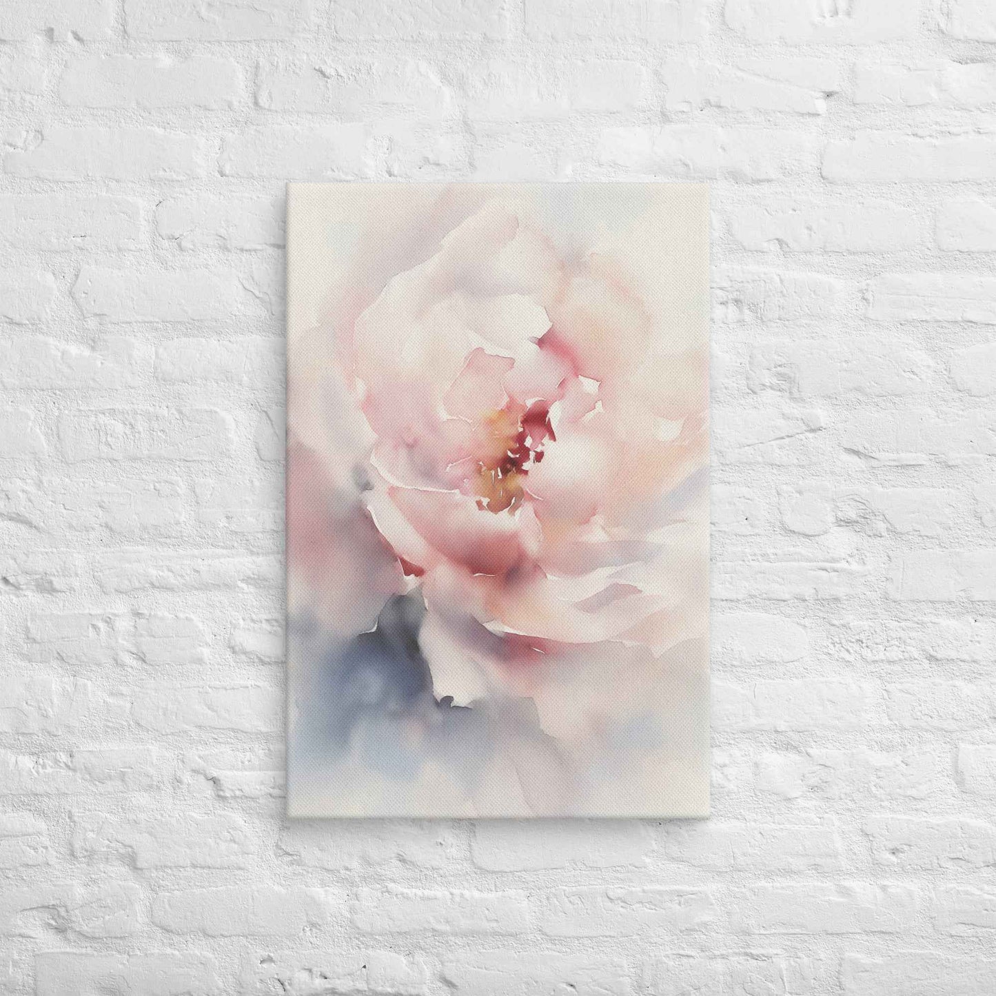 Graceful Stillness Floral Digital Watercolor Artwork Pink Peony Print Canvas Wall Art