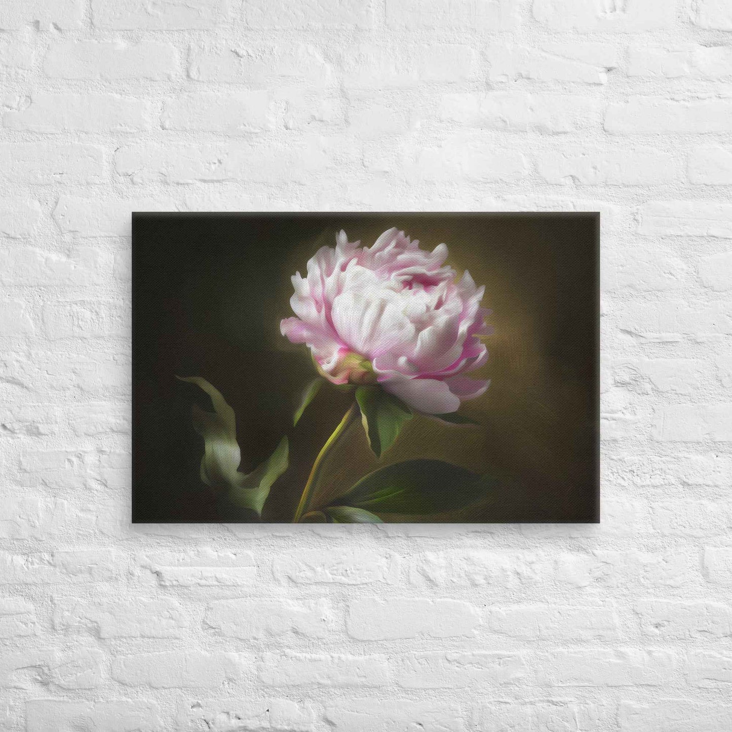Midnight Radiance Floral Digital Artwork Peony Painting Canvas Wall Art Print