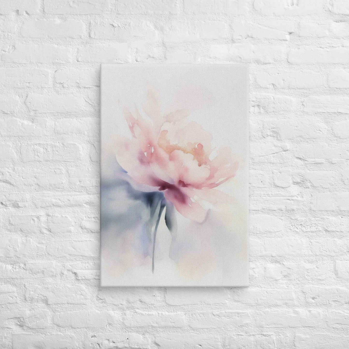 Quiet Grace Floral Digital Watercolor Painting Blush Peony Art Canvas Print
