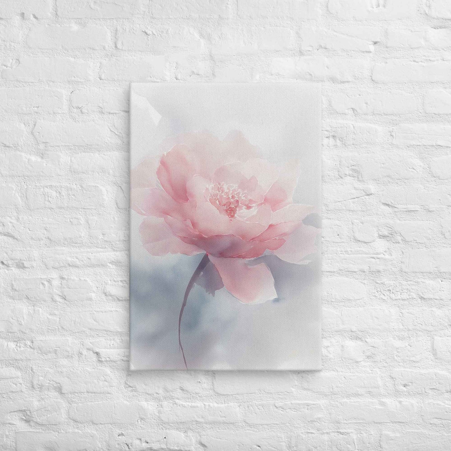 Soft Reflections Floral Digital Watercolor Painting Blush Peony Artwork Canvas Wall Art Print
