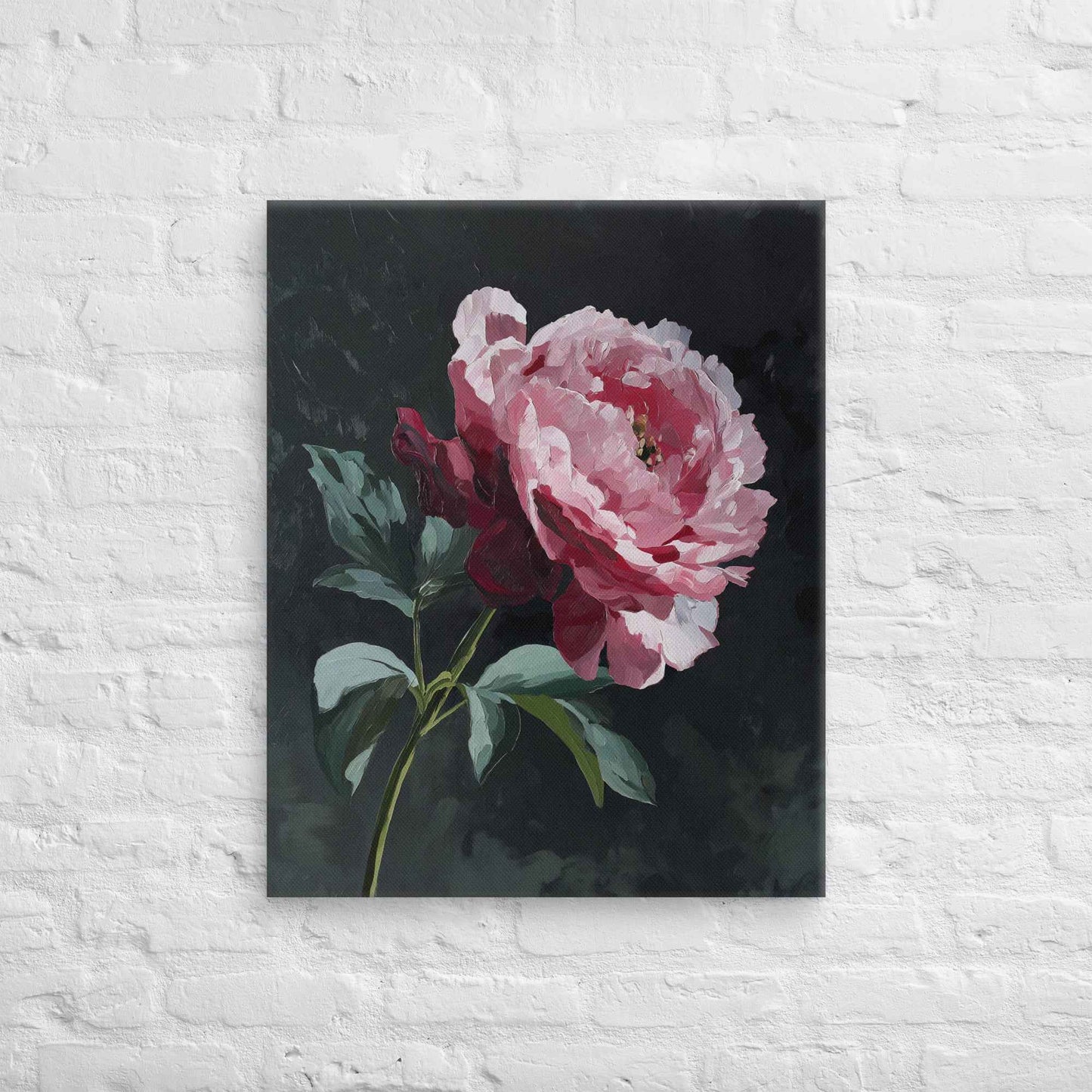 Peony Wall Art: A Soft Illumination Floral Nature Digital Artwork Canvas Wall Art Print