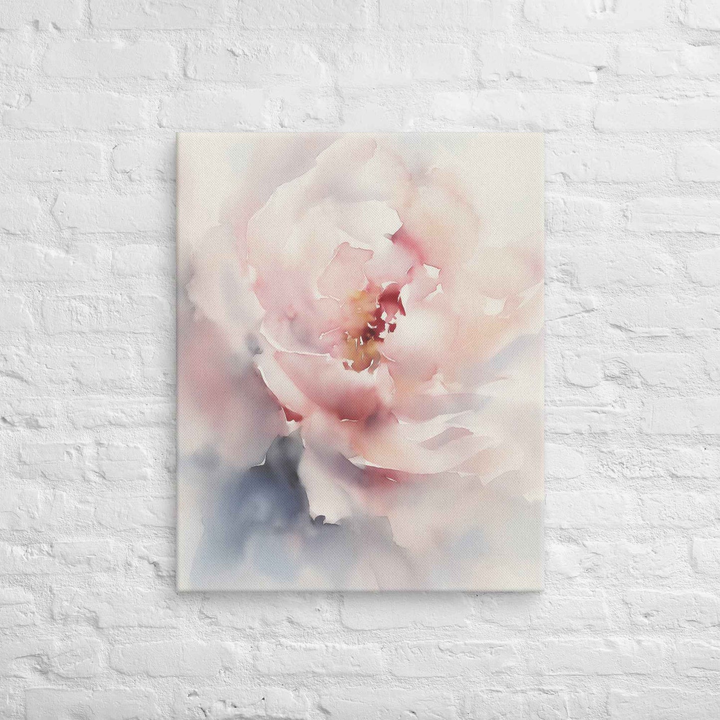 Graceful Stillness Floral Digital Watercolor Artwork Pink Peony Print Canvas Wall Art