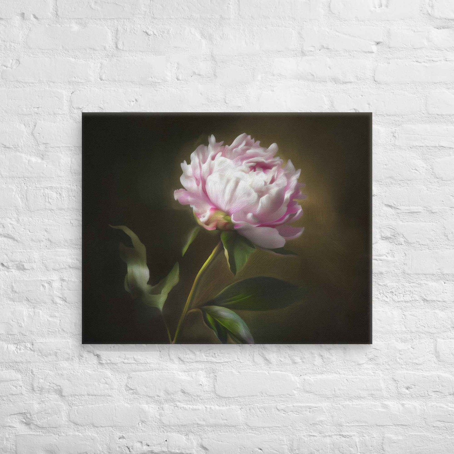 Midnight Radiance Floral Digital Artwork Peony Painting Canvas Wall Art Print