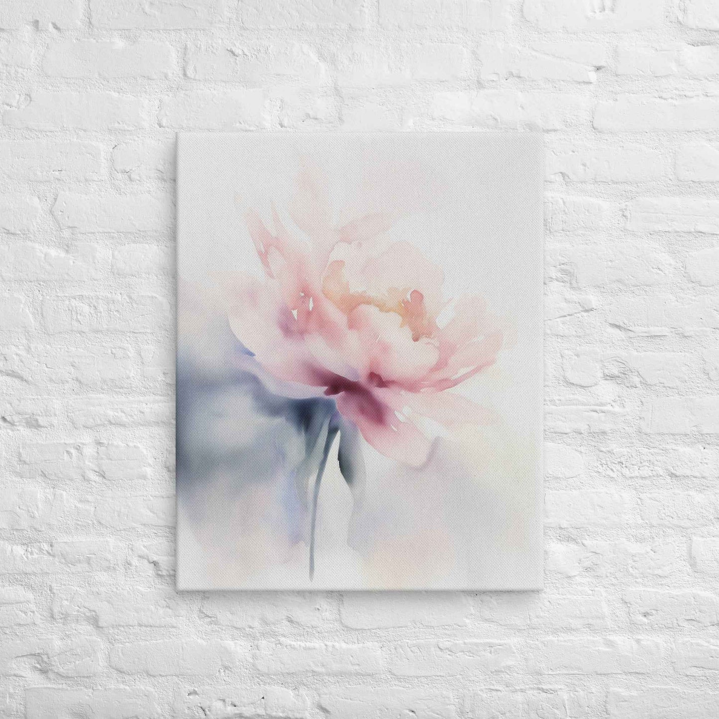 Quiet Grace Floral Digital Watercolor Painting Blush Peony Art Canvas Print